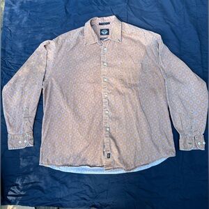 DOCKERS Vintage Western Diamond Style Button Down Peach/Tan Size Large dadcore